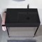 Console Sink Vanity With Matte Black Ceramic Sink and Grey Oak Shelf, 35